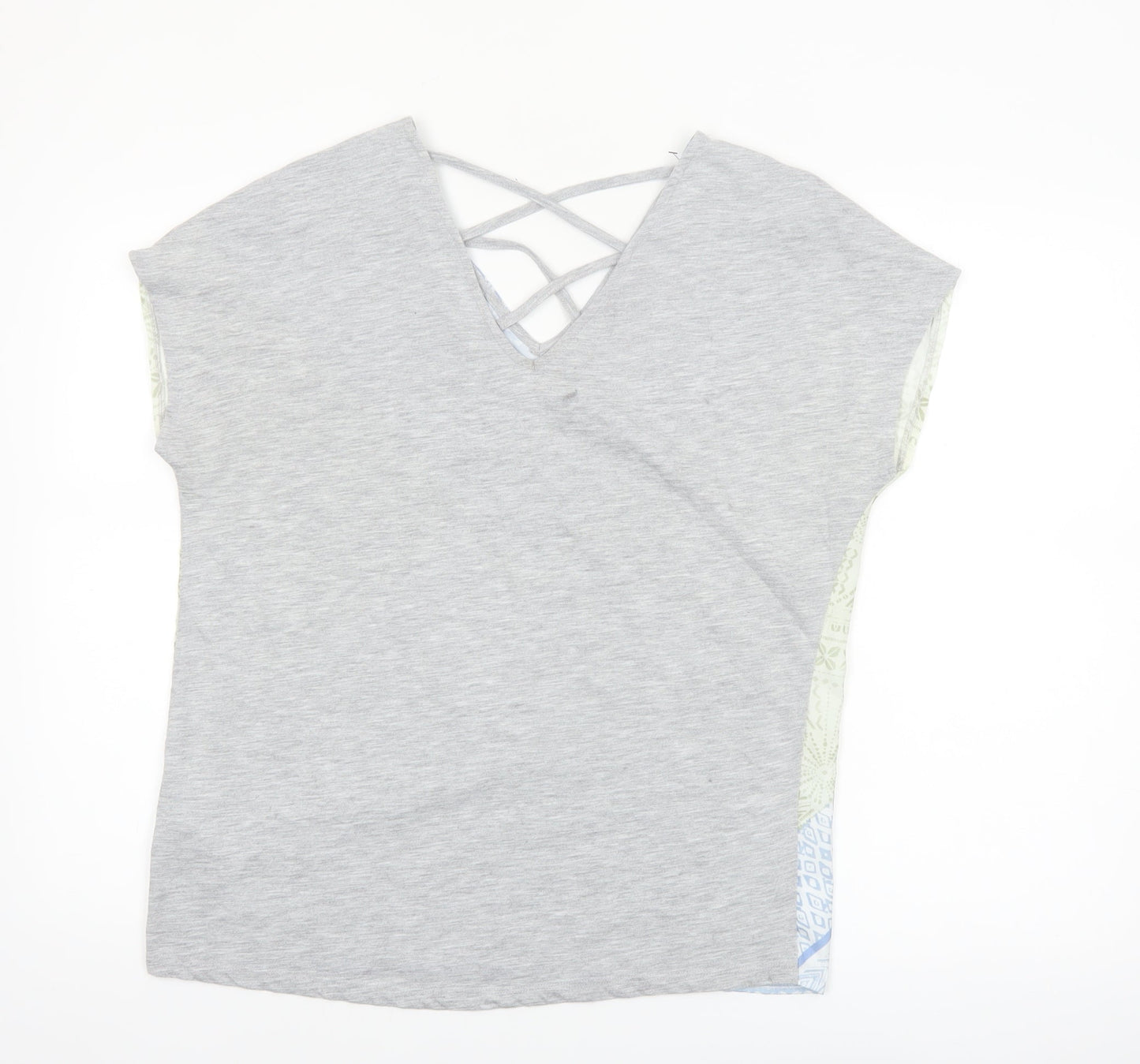 Tom Tailor Women's Blue Geometric V-Neck Strappy T-Shirt Size S