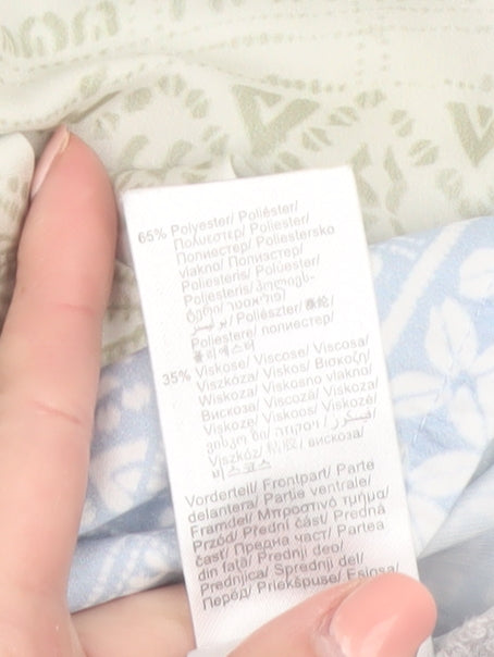 Tom Tailor Women's Blue Geometric V-Neck Strappy T-Shirt Size S