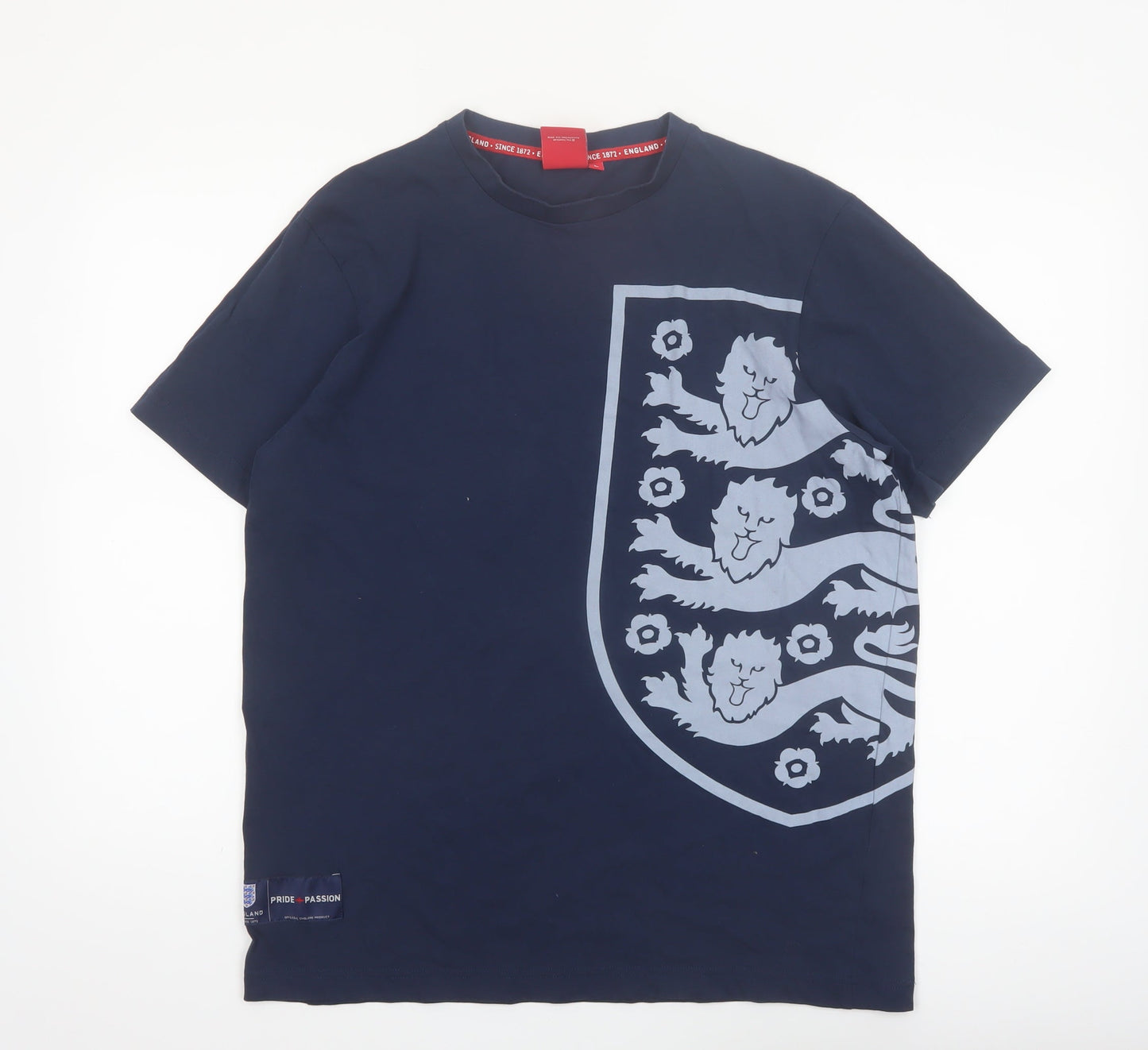 England Men’s Blue Large Short Sleeve Cotton Graphic T-Shirt