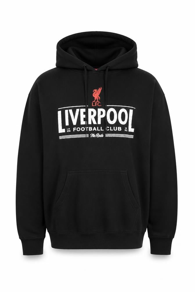 LFC Mens Black Pullover Hoodie Medium Football Club Sweatshirt