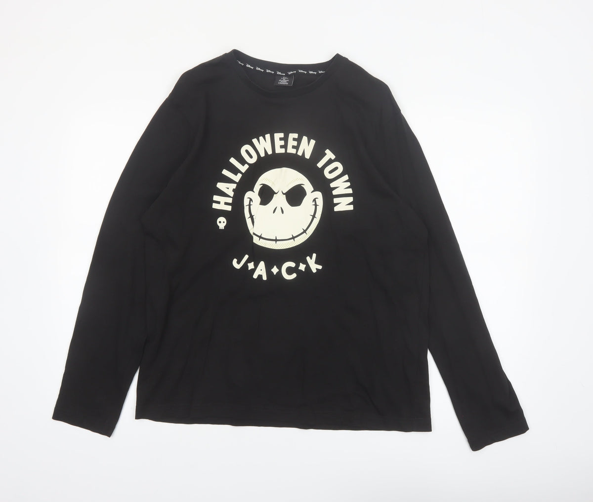 Tu Men’s Black Halloween Town Jack Long Sleeve Cotton Top Size M