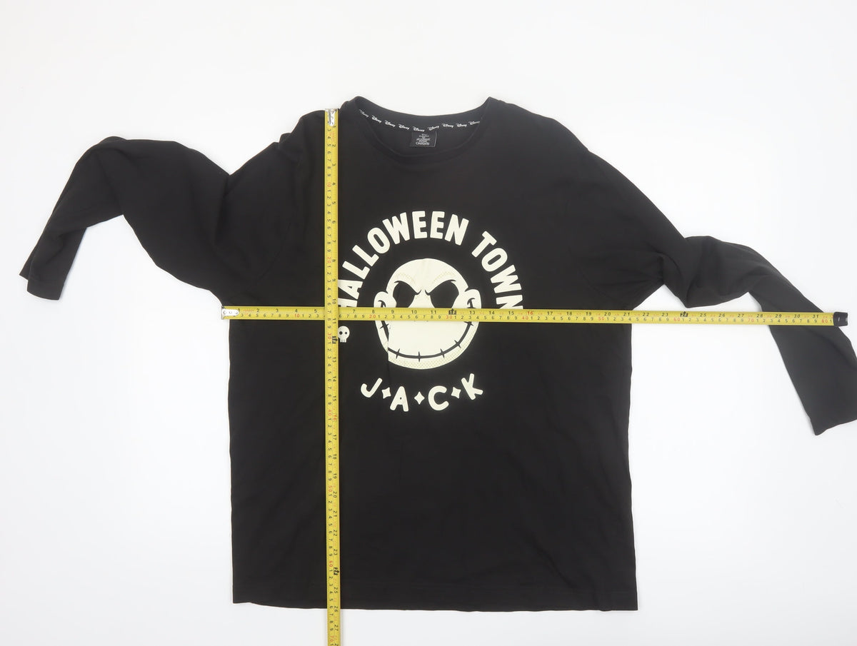 Tu Men’s Black Halloween Town Jack Long Sleeve Cotton Top Size M