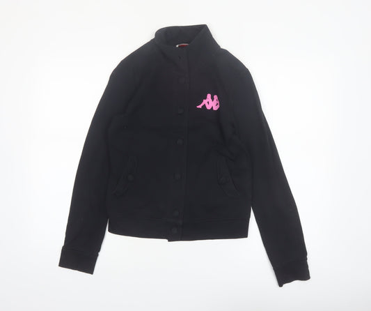 Kappa Women’s Black Bomber Jacket S Logo Button Up