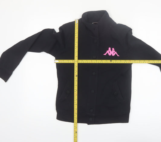 Kappa Women’s Black Bomber Jacket S Logo Button Up