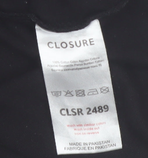 Closure London Men’s Black Graphic Logo T-Shirt Size M Cotton Crew Neck
