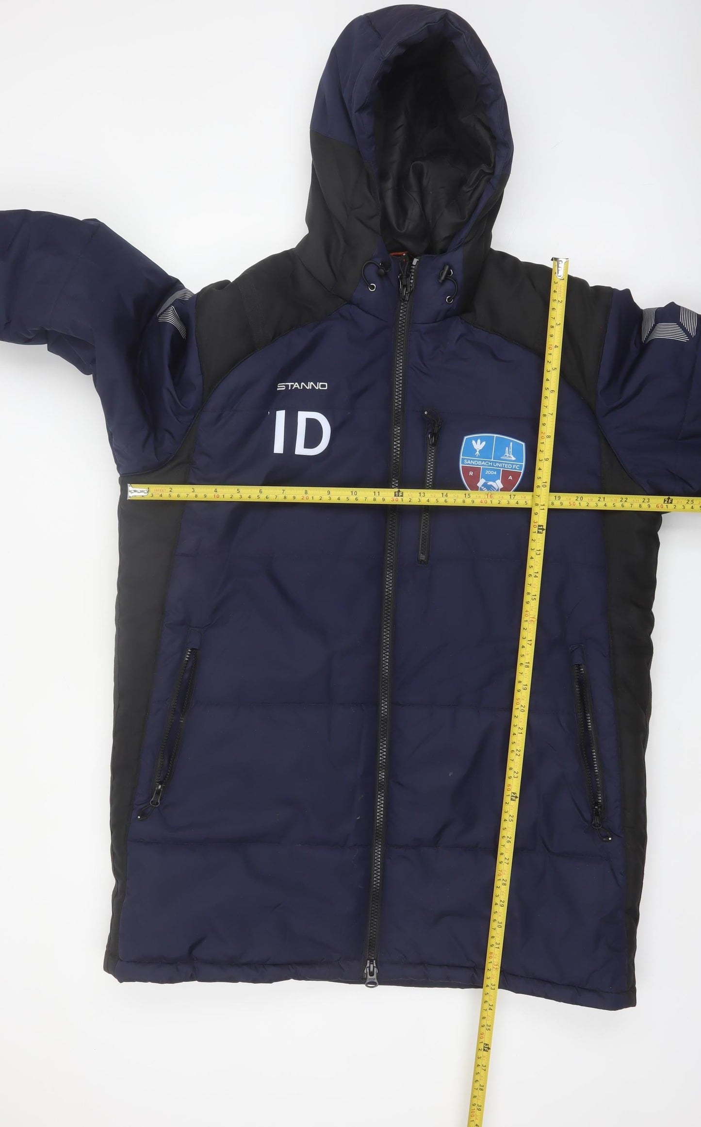 Stanno Men's Blue 2XL Hooded Puffer Jacket Winter Football Coat