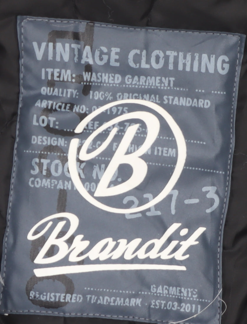 Brandit Men's Black 2XL Military Jacket with Full Zip Pockets
