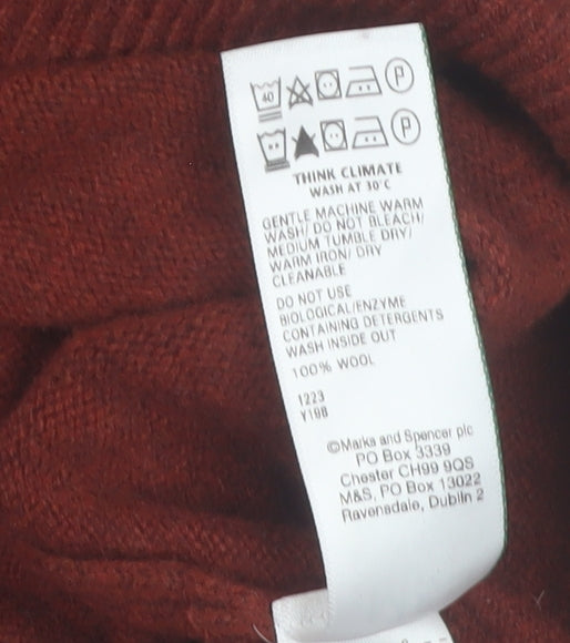 Marks and Spencer Men’s Brown XL Lambswool V-Neck Jumper