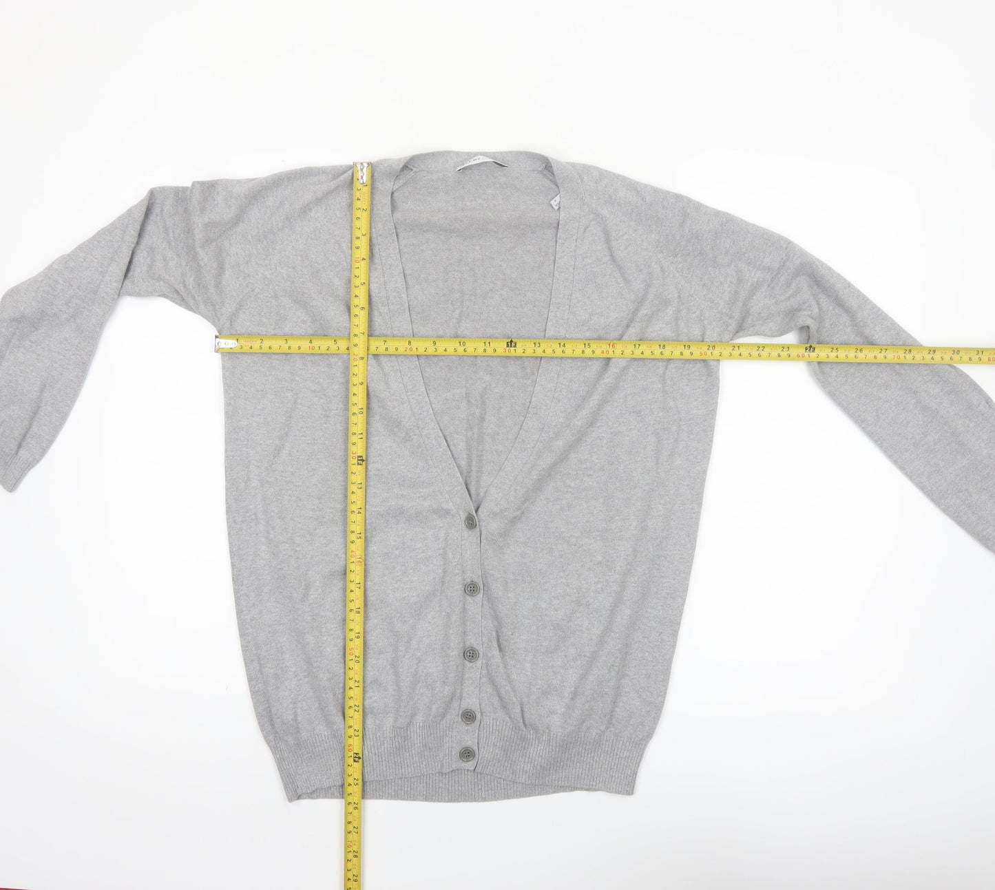 See by Chloé Women Grey Cotton Cardigan Size 8 Button Knitwear