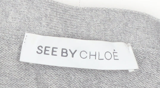 See by Chloé Women Grey Cotton Cardigan Size 8 Button Knitwear