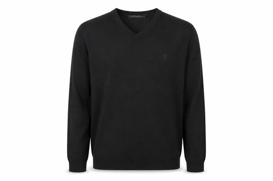 French Connection Men’s Black V-Neck Acrylic Jumper Size M
