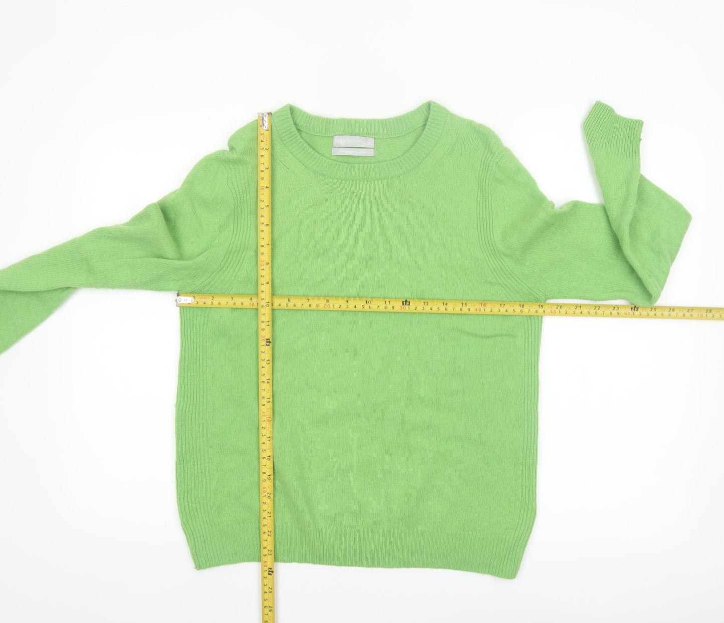 Marks and Spencer Womens Green Lambswool Rich Jumper Size 10