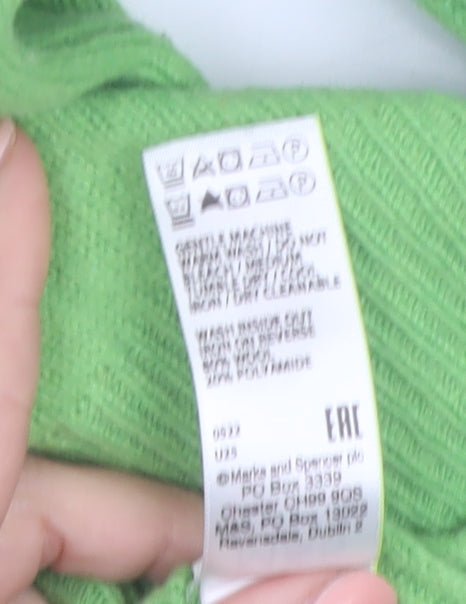 Marks and Spencer Womens Green Lambswool Rich Jumper Size 10