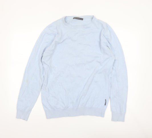 French Connection Men's Blue Cotton Crew Neck Jumper XL