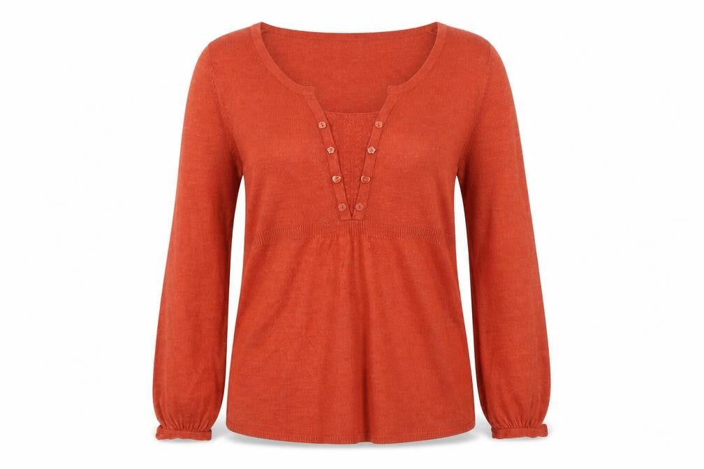 Marks & Spencer Women’s Orange Henley Knit Jumper Size 10