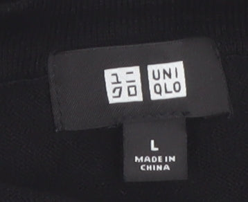 Uniqlo Men's Black Wool V-Neck Cardigan L