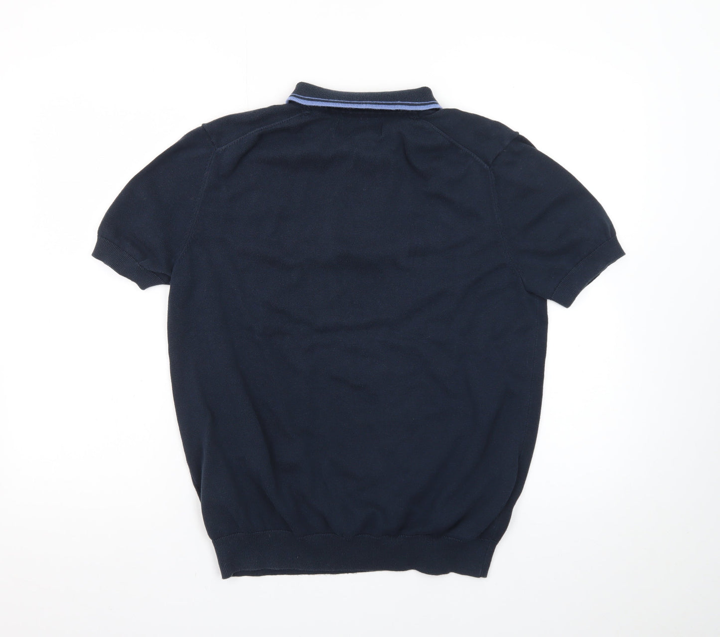 Paul Costelloe Men’s Blue Zip Collar Cotton Polo Shirt M