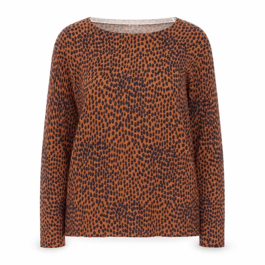 J.Crew Women Brown Animal Print Cotton Pullover Jumper Size S