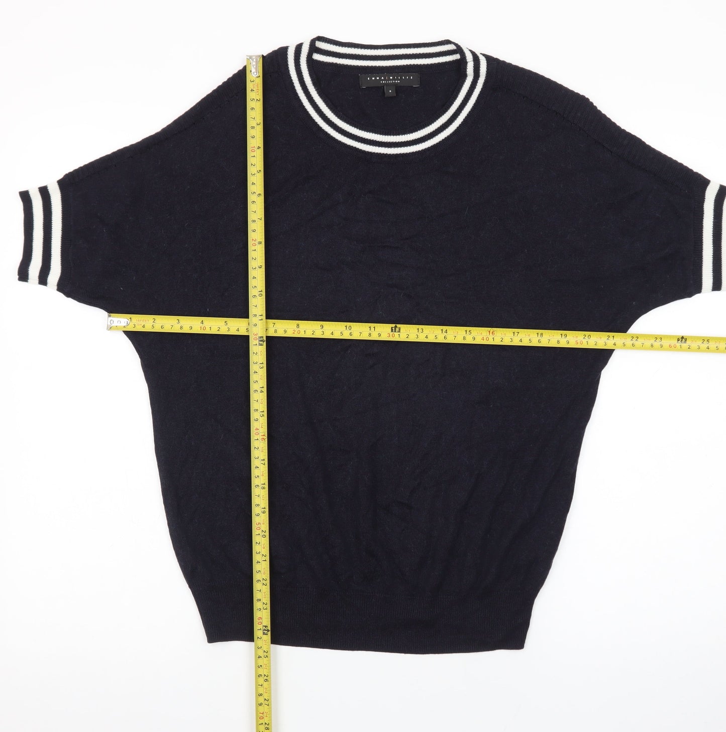 Emma Willis Women’s Black Short Sleeve Crew Neck Knit Jumper S