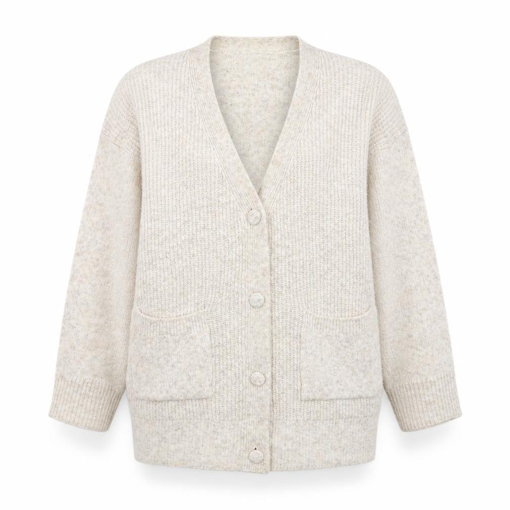 Marks and Spencer Women Beige XL Cardigan Knit V-Neck Long Sleeve
