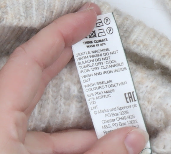 Marks and Spencer Women Beige XL Cardigan Knit V-Neck Long Sleeve
