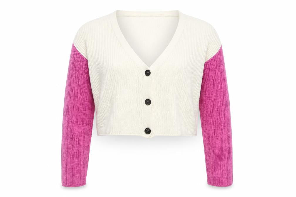 PRETTYLITTLETHING Womens Multicoloured L Cardigan Knit V-Neck Jumper