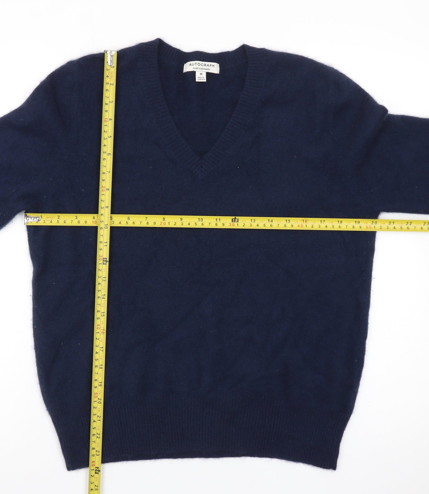 Marks and Spencer Women’s Blue Pure Cashmere V-Neck Jumper M