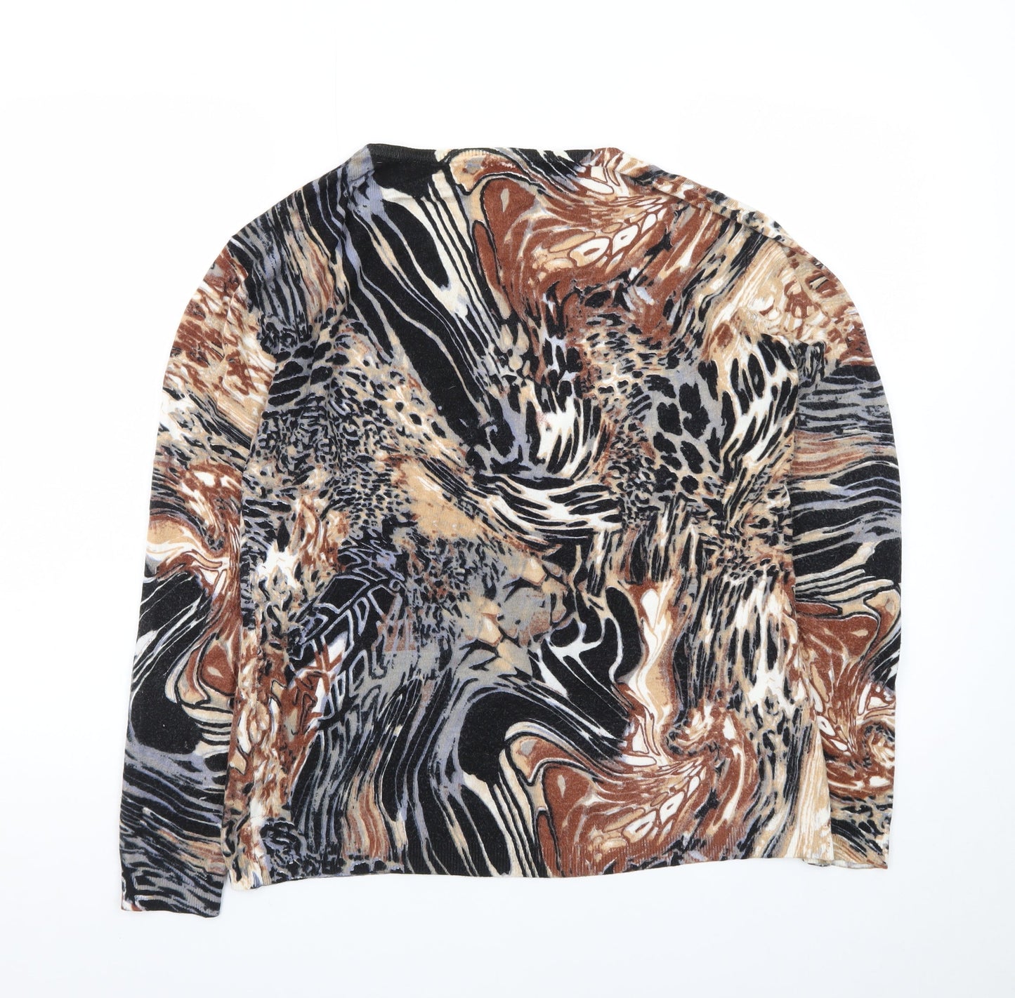 Claudia C Women Brown Multi Animal Print Pullover Jumper M/L