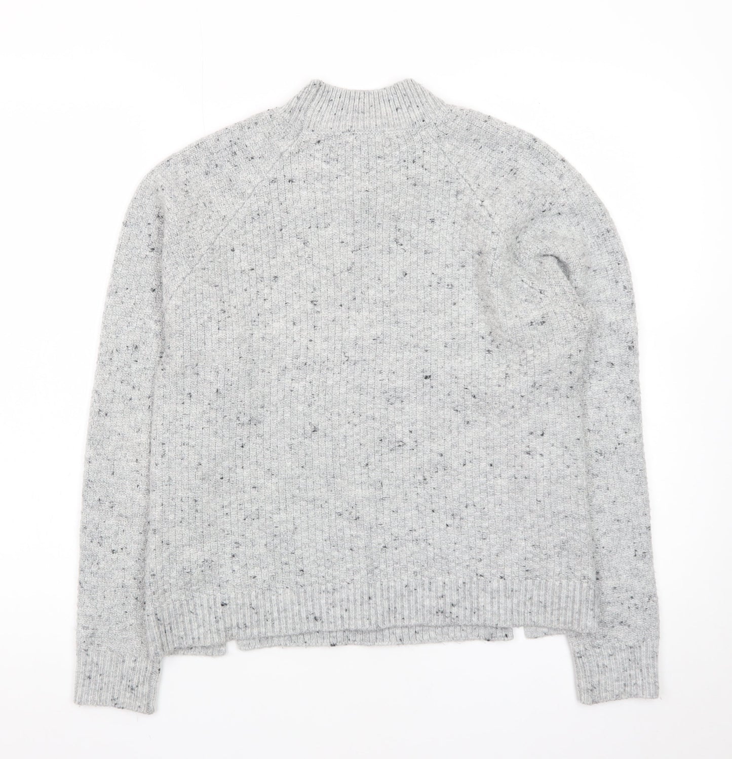 Oasis Women’s Grey Cable Knit Wool Blend Mock Neck Jumper XS