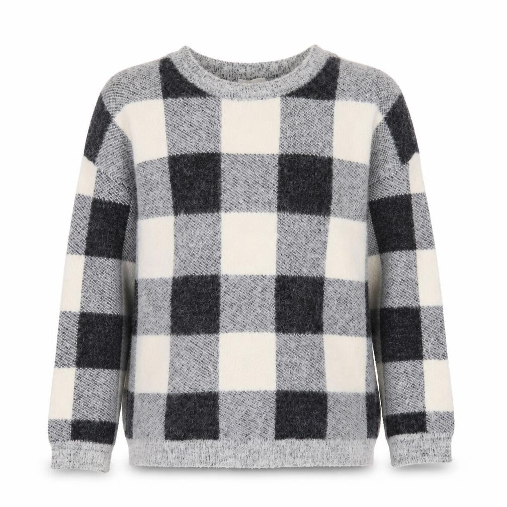 Cyrus Women Grey Check Knit Pullover Jumper XS Nylon Blend