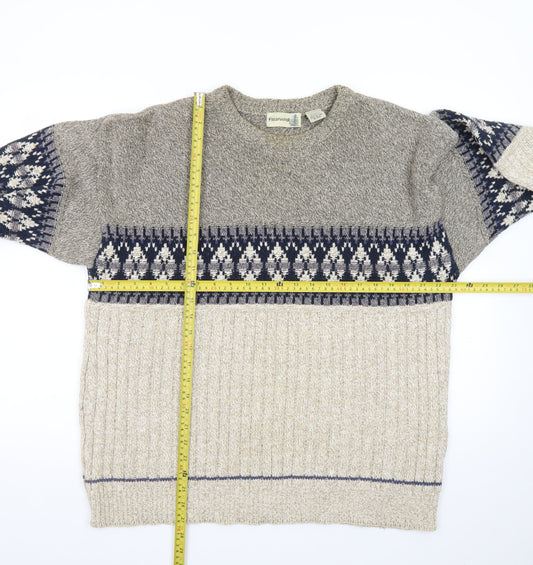 FieldMaster Men's Beige Fair Isle Knit Pullover Jumper L