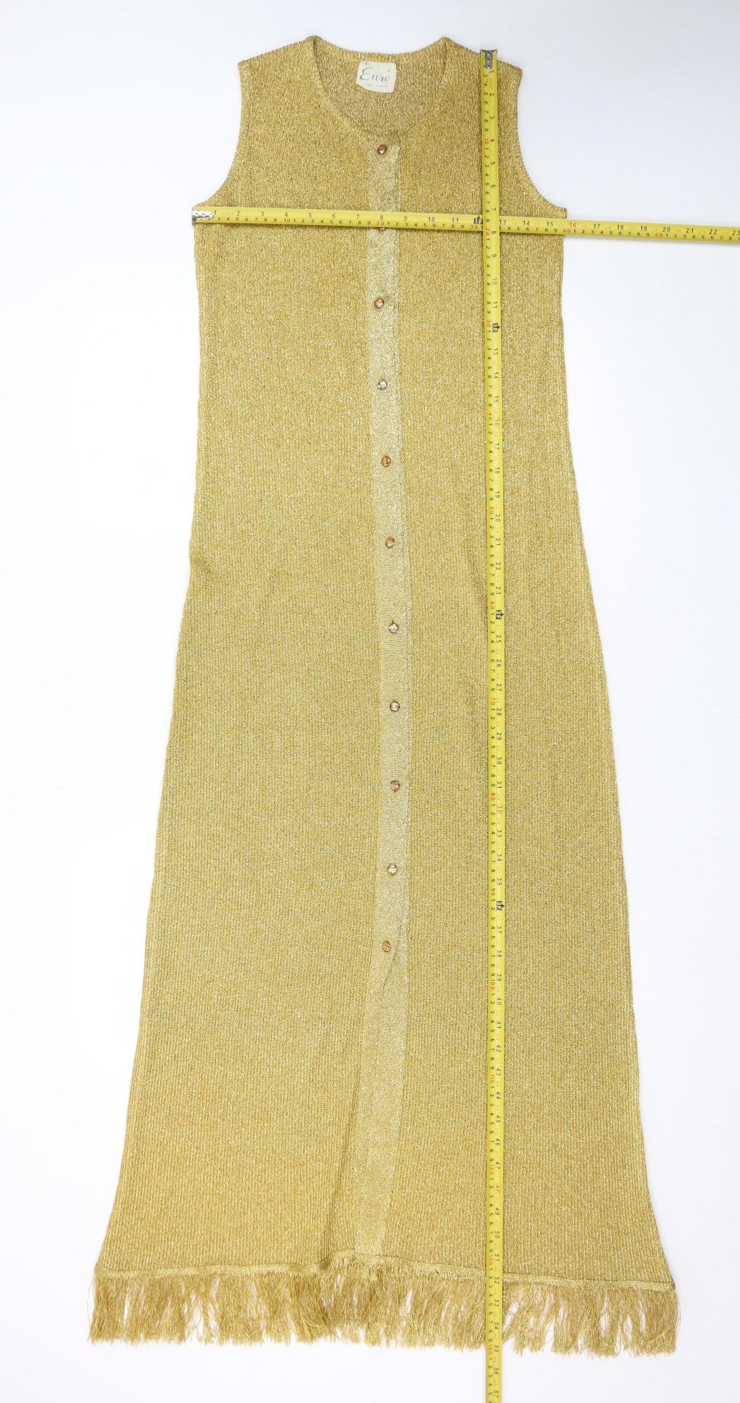 Euro Women’s Gold Sleeveless Long Sheath Knit Dress Size 6