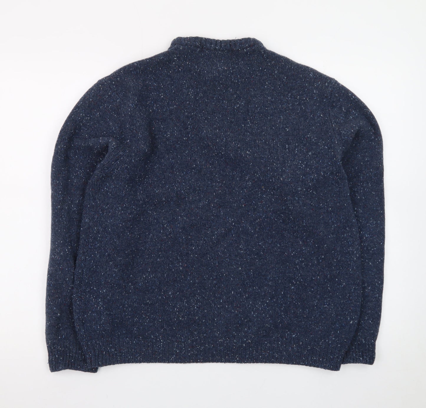 Peter Christian Men's Blue 2XL Cable Knit Wool Crew Neck Jumper