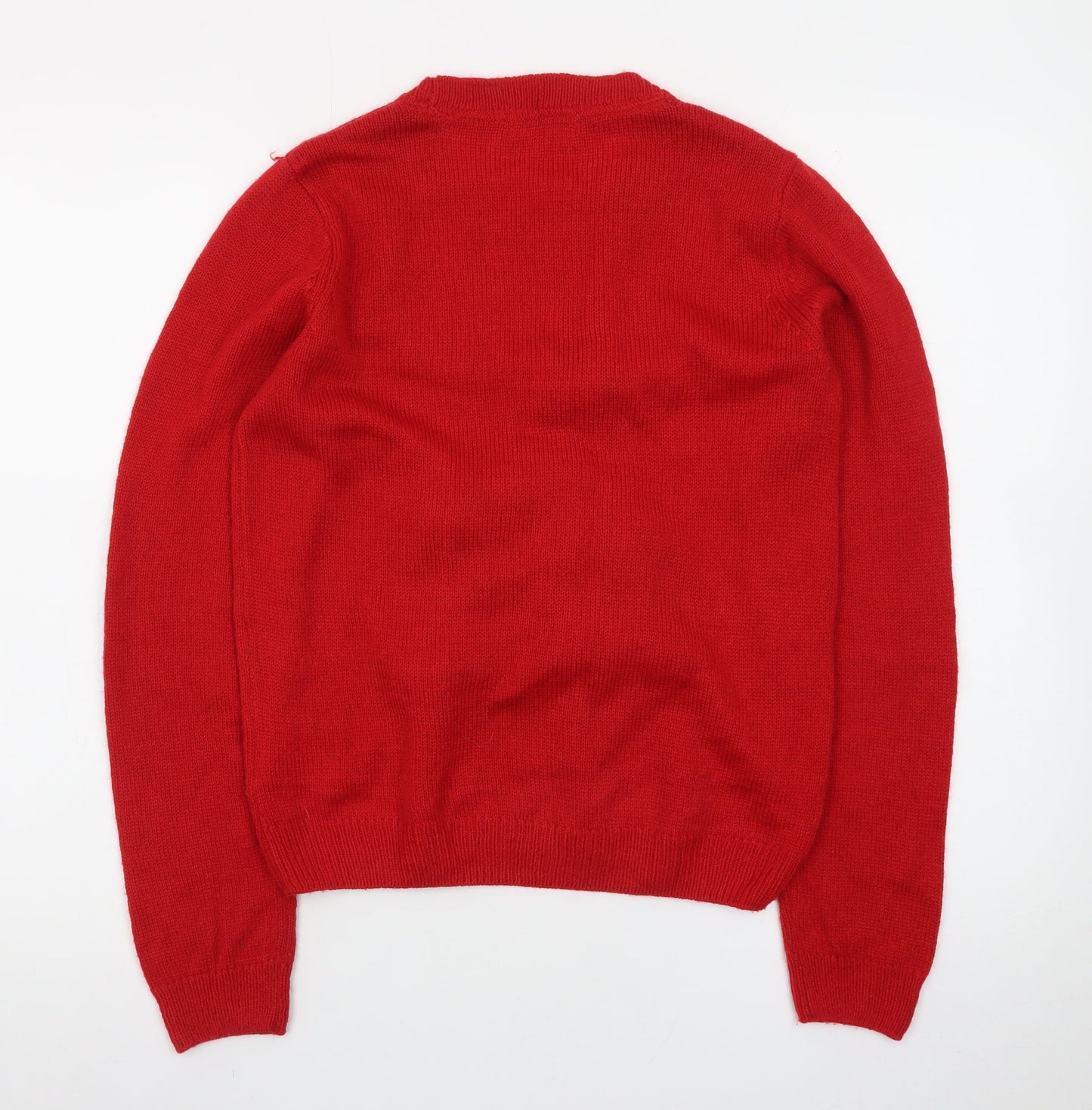 H&M Teens Red Christmas Tree Jumper Acrylic Knit Size 14Y+