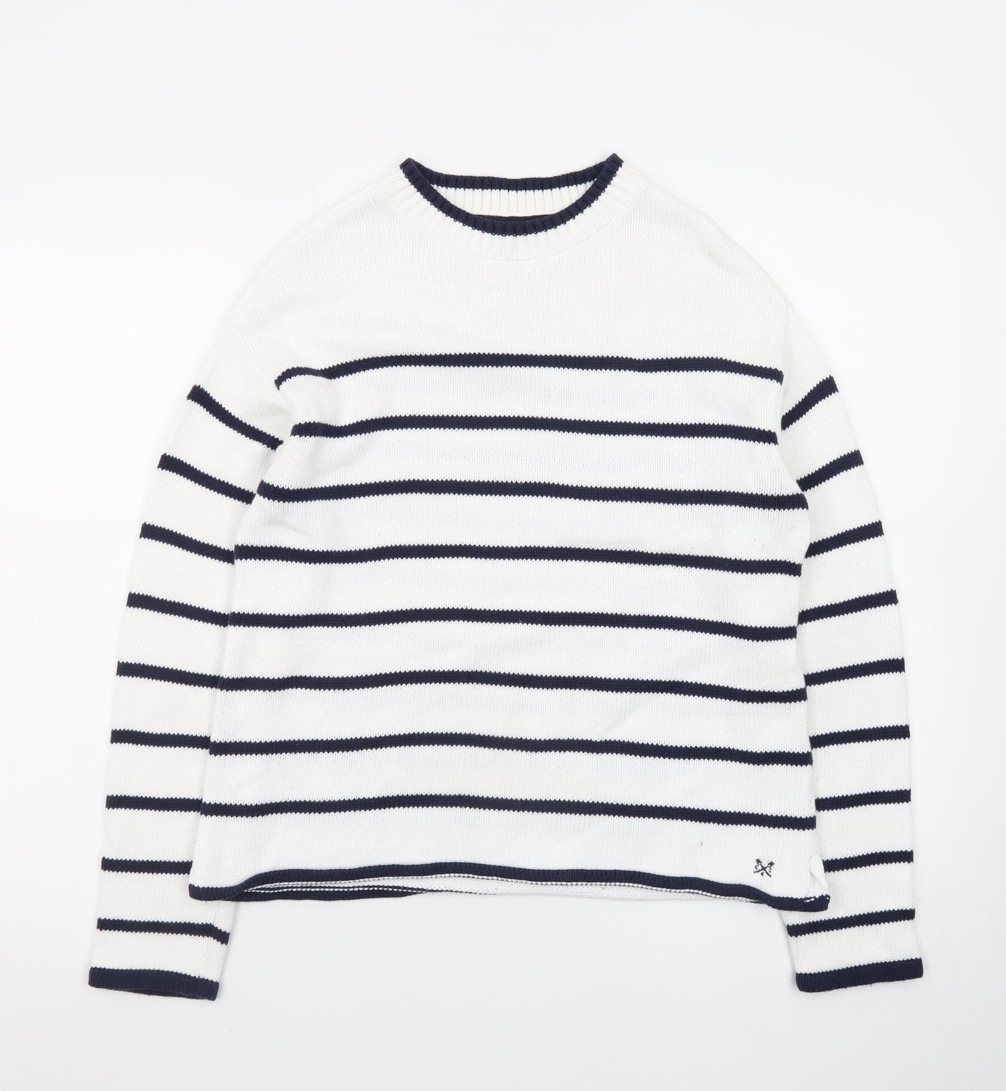 Crew Clothing Women’s White Navy Striped Cotton Jumper Size 10