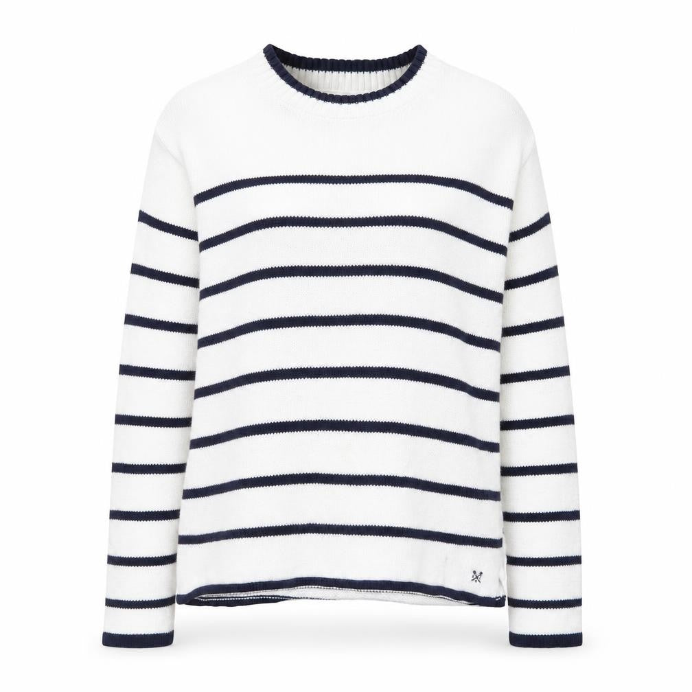 Crew Clothing Women’s White Navy Striped Cotton Jumper Size 10