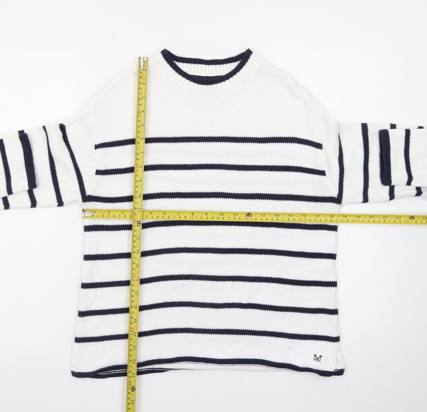 Crew Clothing Women’s White Navy Striped Cotton Jumper Size 10