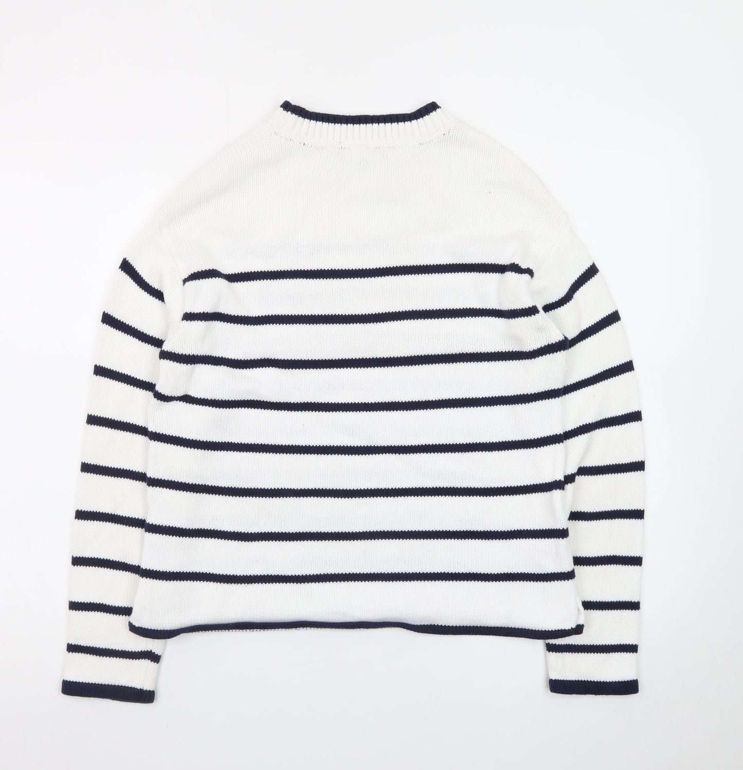 Crew Clothing Women’s White Navy Striped Cotton Jumper Size 10