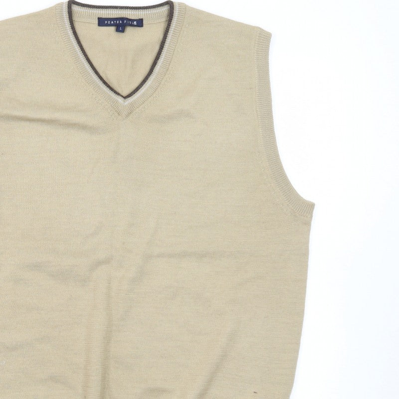 Additional view of Peater Field Men's Beige V-Neck Sleeveless Knit Vest, size L