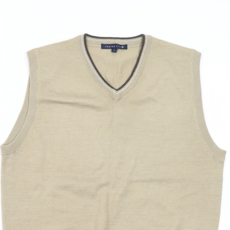 Additional view of Peater Field Men's Beige V-Neck Sleeveless Knit Vest, size L