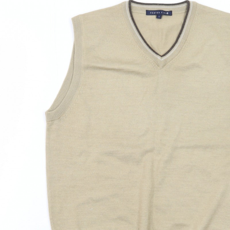 Additional view of Peater Field Men's Beige V-Neck Sleeveless Knit Vest, size L