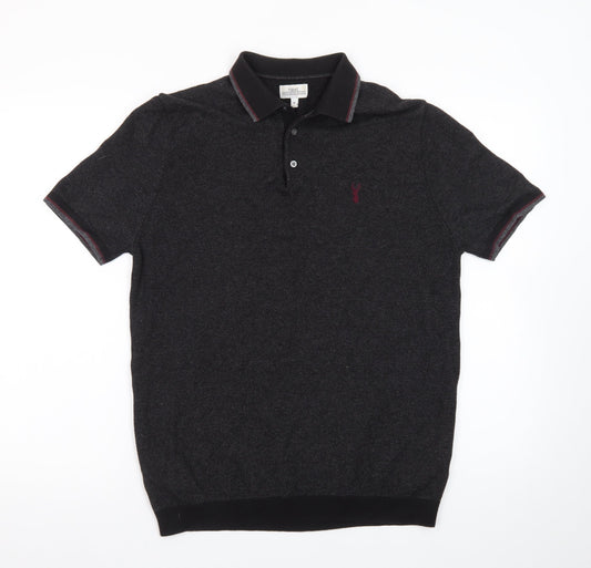 Next Men's Black Cotton Short Sleeve Polo Shirt Medium Classic Fit