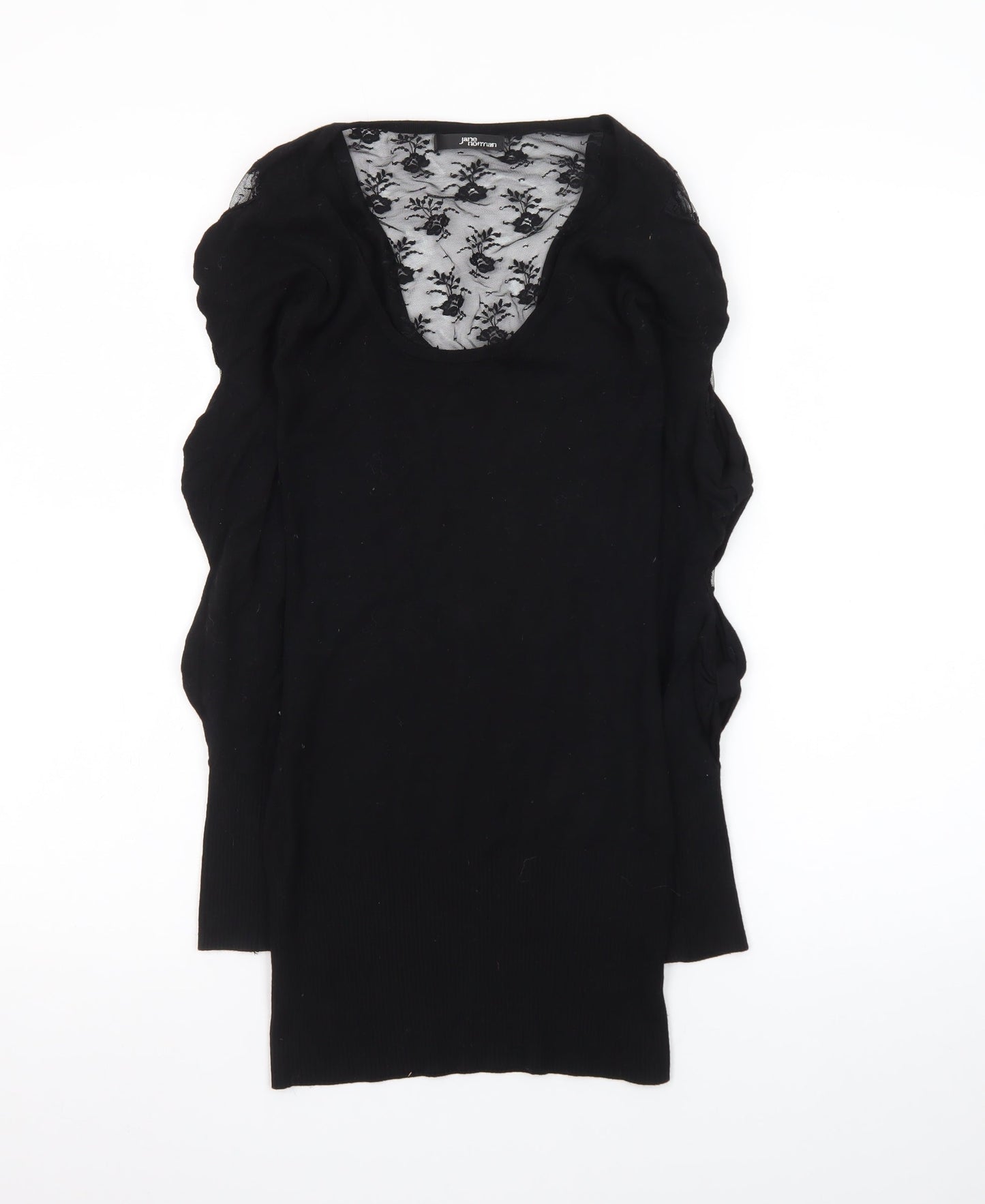 Jane Norman Women Black Size 10 Lace Bodycon Knit Dress