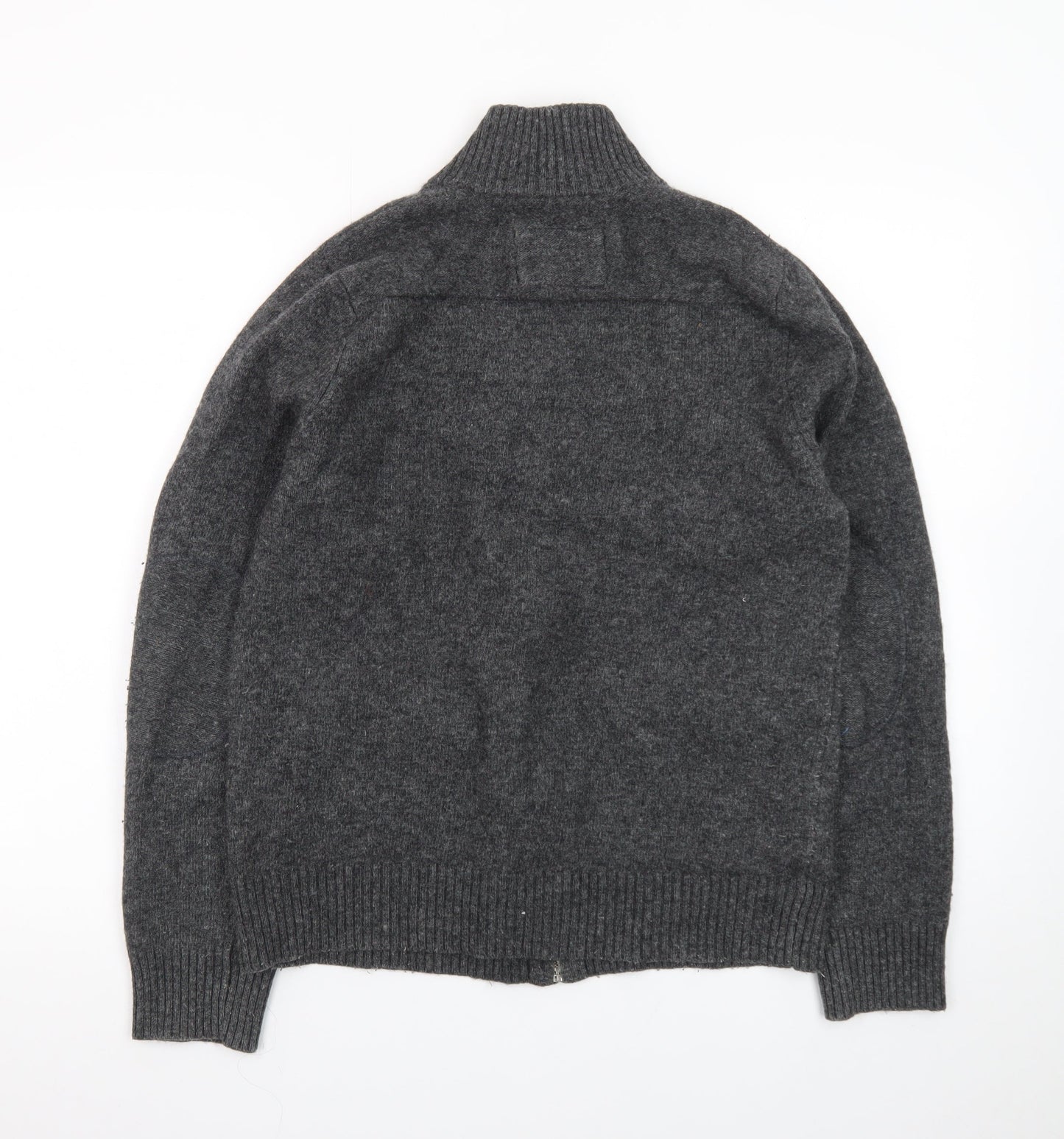 St. George by Duffer Men's Grey Wool Full Zip Jumper Small