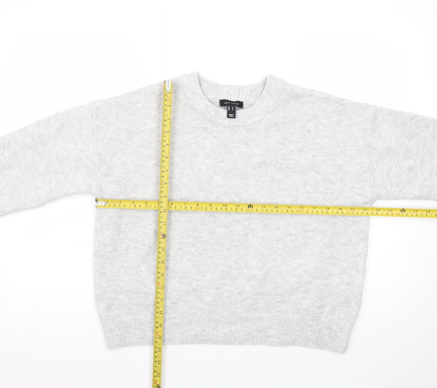 New Look Women's Grey Crew Neck Knit Jumper Size M