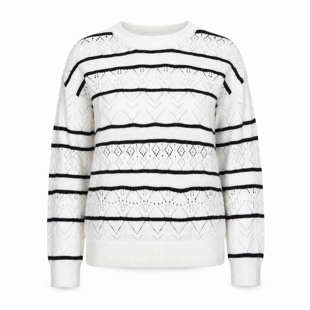 Autonomy Women White Black Striped Knit Jumper Size 14