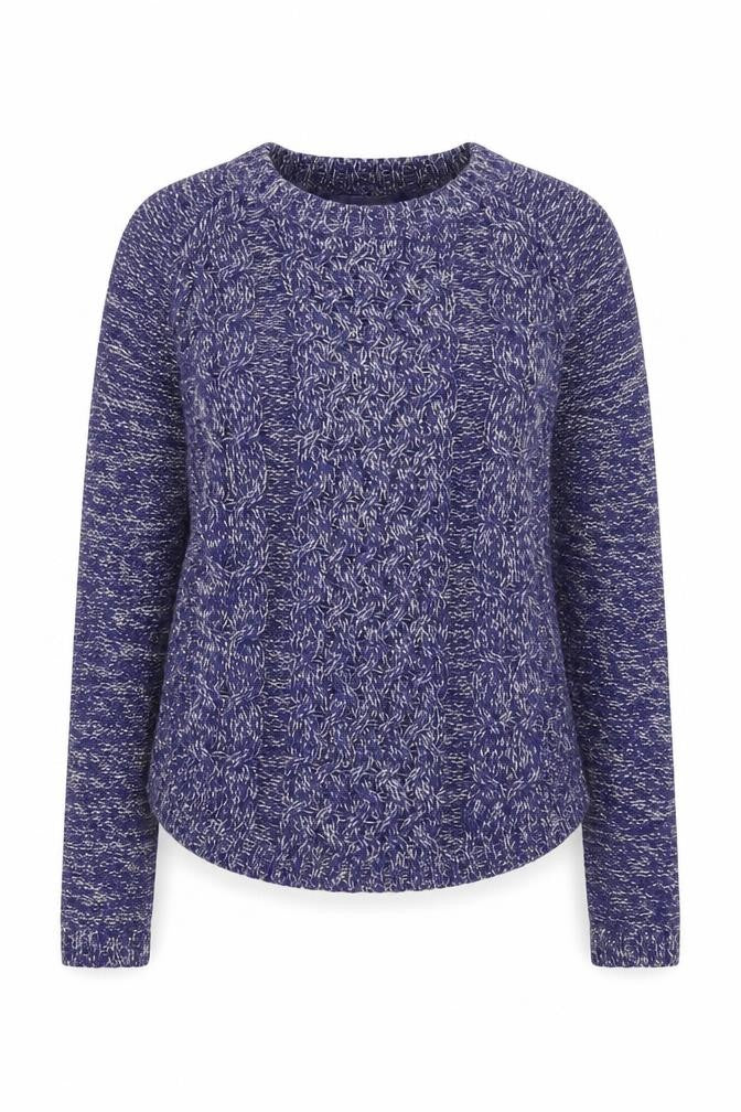 H&M Women Blue Cable-Knit Crew Neck Long Sleeve Pullover Jumper Size 8