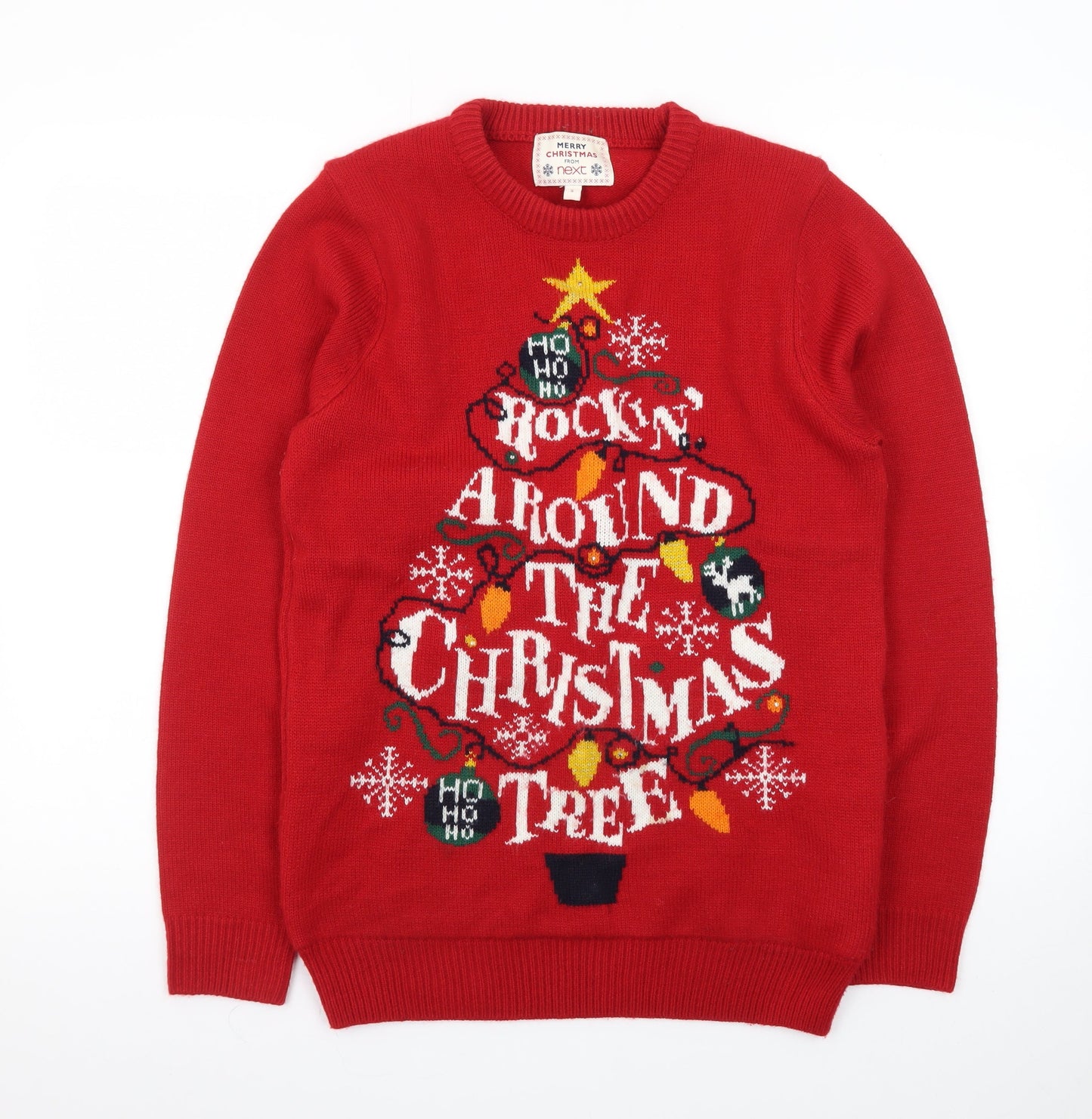 Next Women's Red Christmas Jumper Small Pullover Knit Sweater