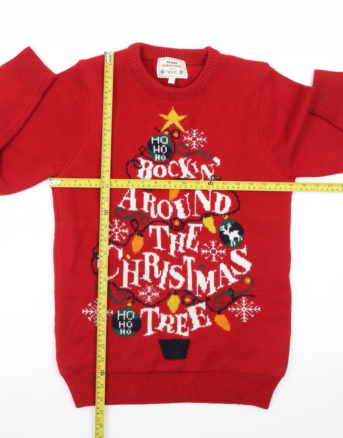 Next Women's Red Christmas Jumper Small Pullover Knit Sweater