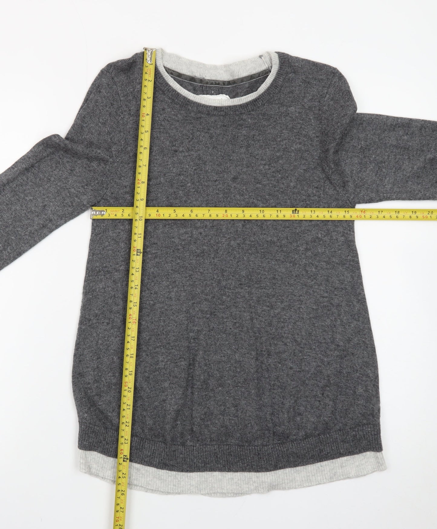 Made With Cashmere And Love Women's Grey Size 10 Crew Neck Jumper